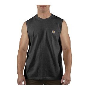 Carhartt T-Shirt, 2XL, Regular, Cotton, Black, Crew Neck Collar, Sleeveless